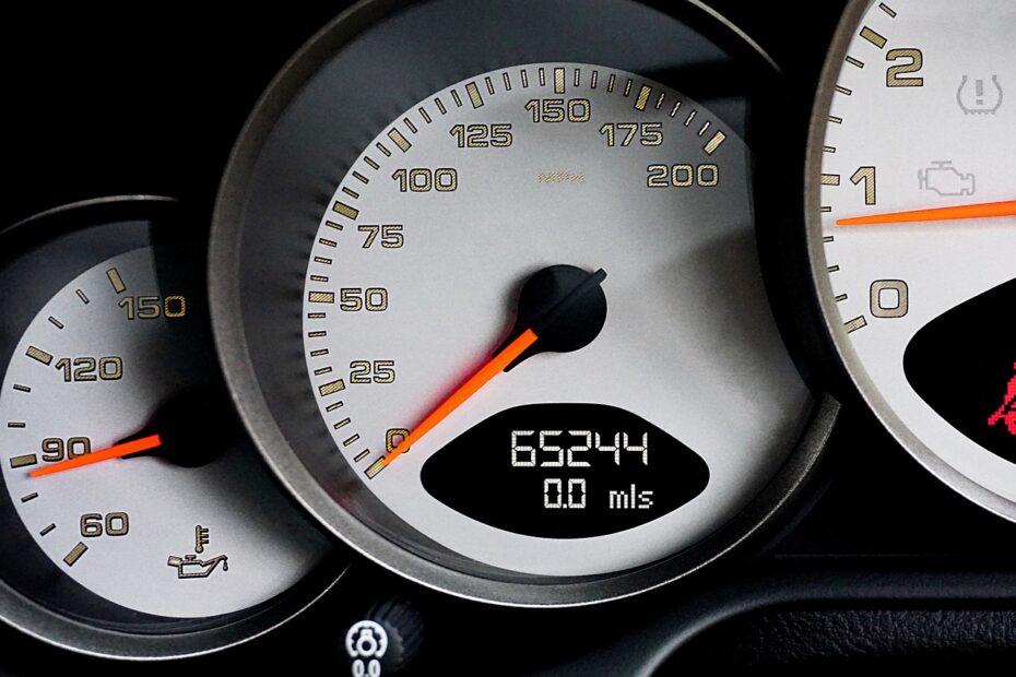 Tablero de auto mostrando odómetro de auto usado